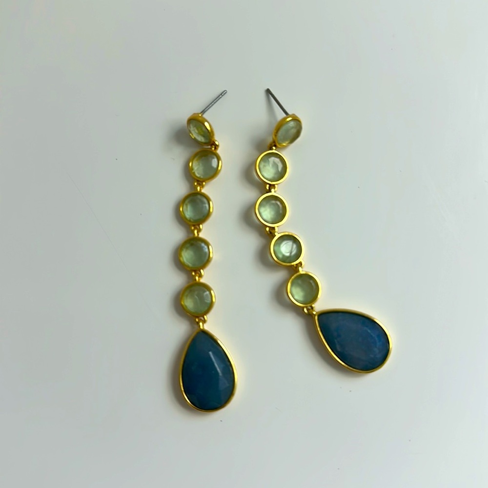 J Crew dangle gemstone earrings green and blue FLASH SALE 🔥